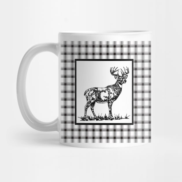 Vintage Stag on Plaid by Jean Plout Designs